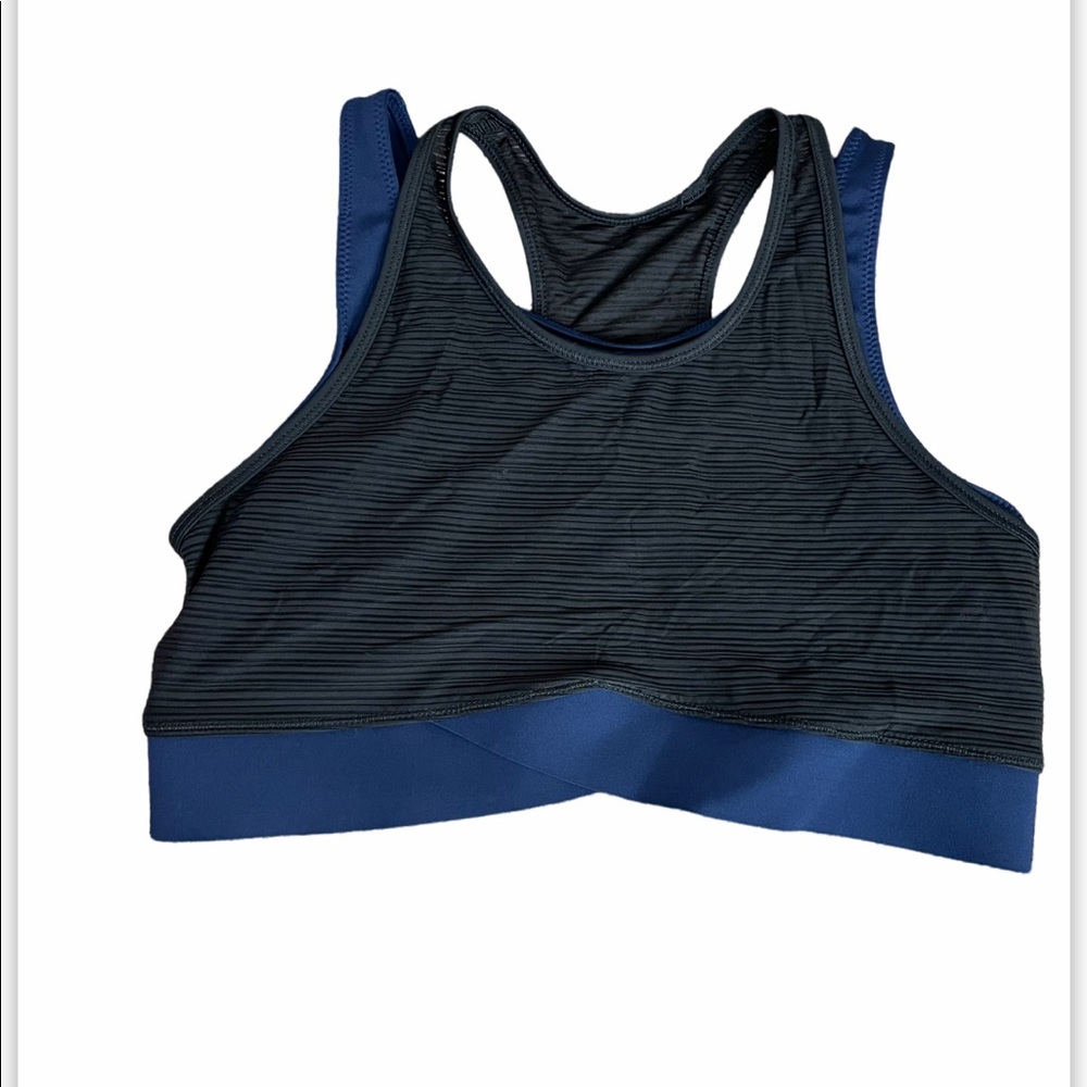 Ivy Park Black Navy Layered Sports Bra Large